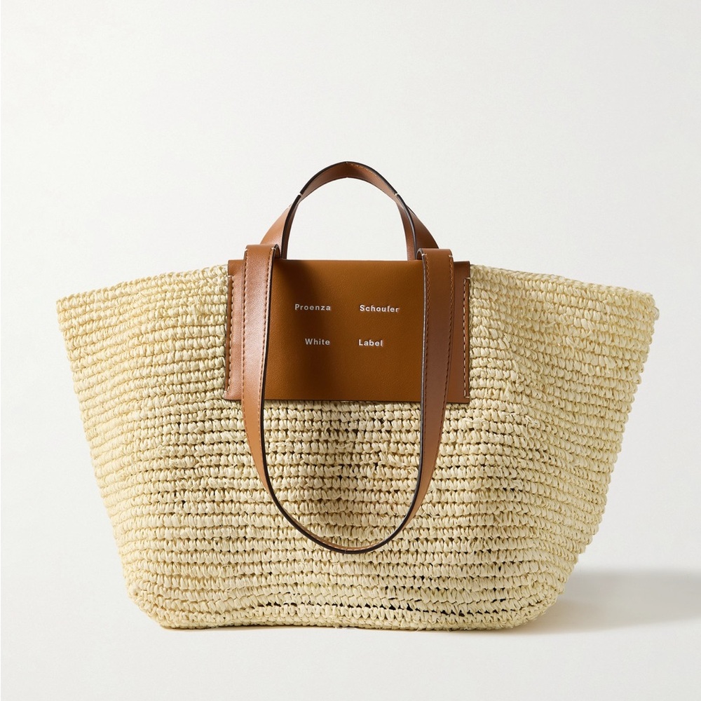 New NWT Proenza Schouler White Label Morris Raffia Straw Leather Tote Large